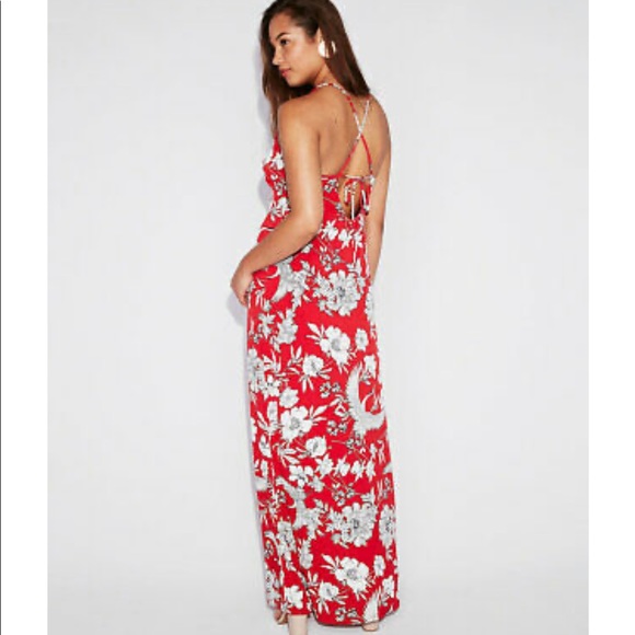 Express Red Printed Maxi Dress size xs - Picture 5 of 7